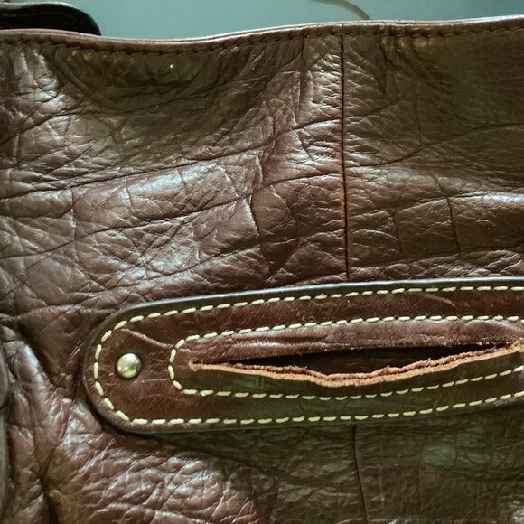 NWOT Brown Shoulder Bag Genuine Leather,Leopard Print Interior, Zipper, Makowski - Picture 8 of 13